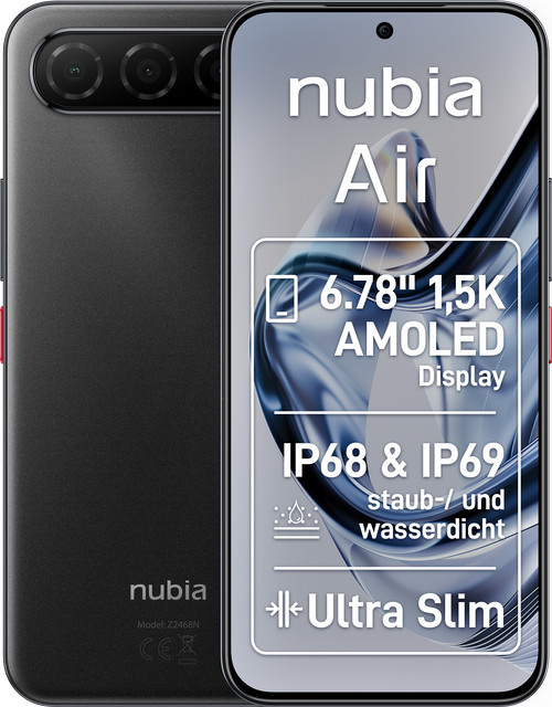 Nubia Air 5G Smartphone mit 8 GB RAM und 256 GB Speicher in Black mit 6.78 Zoll 1.5K AMOLED 120 Hz Display - Bild 1