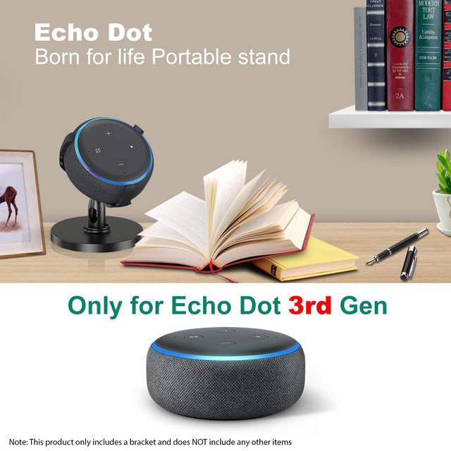 mfySpace Smart Speaker Ständer für Echo Dot 3, 360 Grad verstellbare Desktop-Halterung, rutschfest, schwarz - Bild 1
