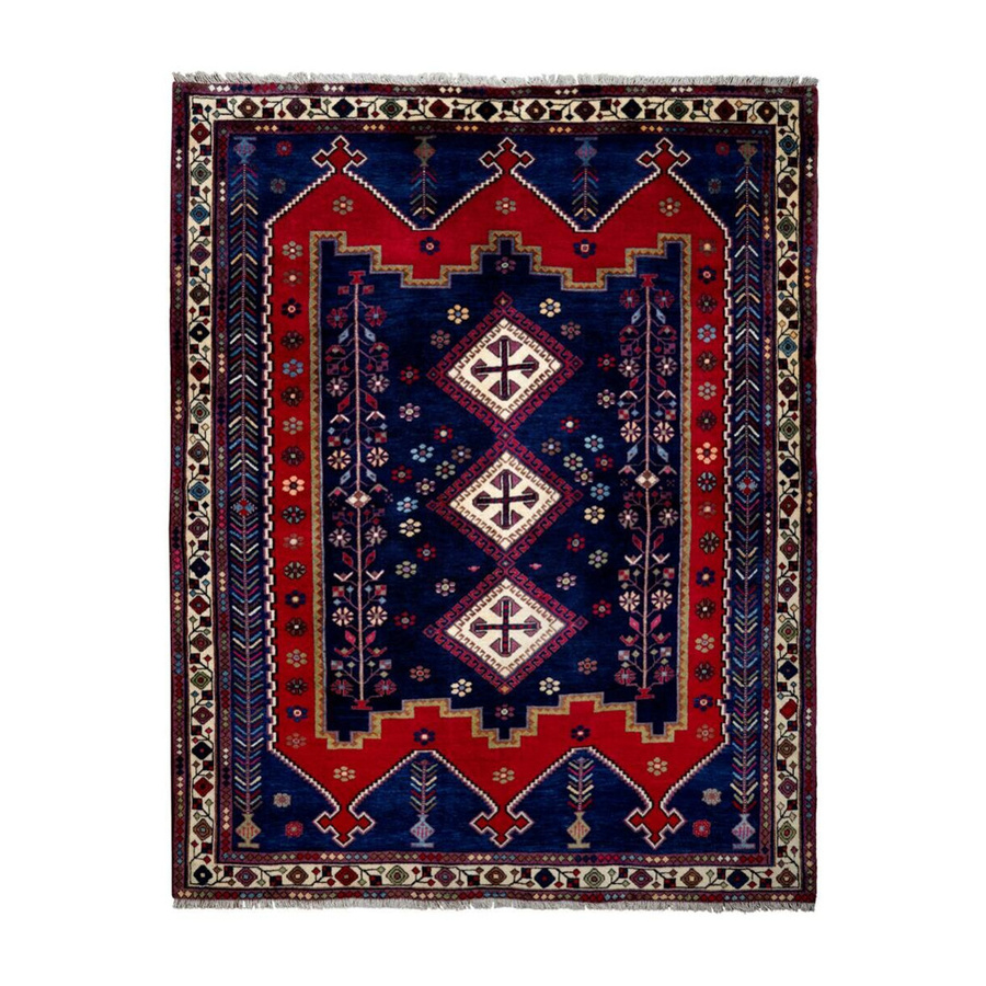 PersaTepp Afshar Teppich handgeknüpft aus Schurwolle und Baumwolle in Beige und Blau, Breite: 165 cm, Höhe: 210 cm, Tiefe: 1 cm - Bild 4