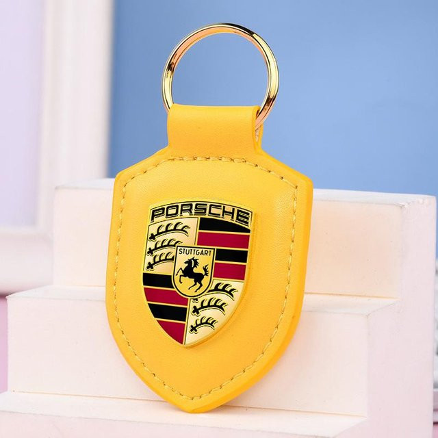 Porsche Autoschlüsselanhänger Leder, Gelb, Unisex - Bild 1