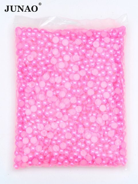 JUNAO Halbrunde Perlen, Rosenfarben, Acryl, Unisex - Bild 1