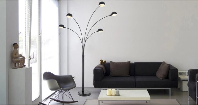 Globo Stehlampe Seymour 5-flammig Schwarz Matt B/T/H: 130 x 20 x 200 cm - Bild 1