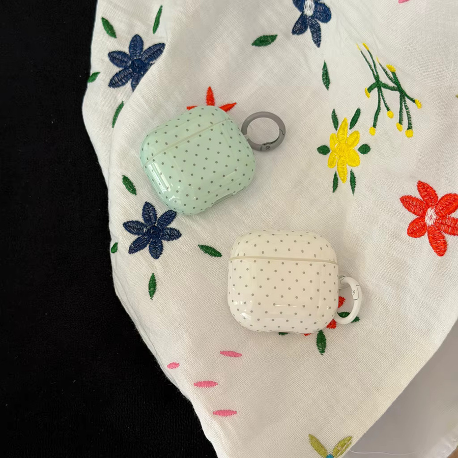 Glänzende Polka Dot Kopfhörer-Schutzhülle für Apple AirPods 1, 2, 3, 4 und Pro/Pro 2 in Grau und Weiß - Bild 1