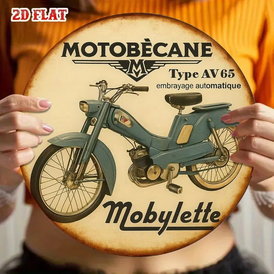 Vintage Französisches Motorrad Metall-Wandschild CIFBUY Retro MotoBécane Blechposter für Garage und Bar, Mehrfarbig, Breite: 20,32 cm, Höhe: 20,32 cm - Bild 2