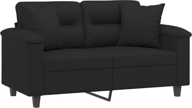 vidaXL 2-Sitzer-Sofa Schwarz aus Mikrofasergewebe mit Kissen und Metallrahmen, B: 150 cm, H: 80 cm, T: 77 cm - Bild 1