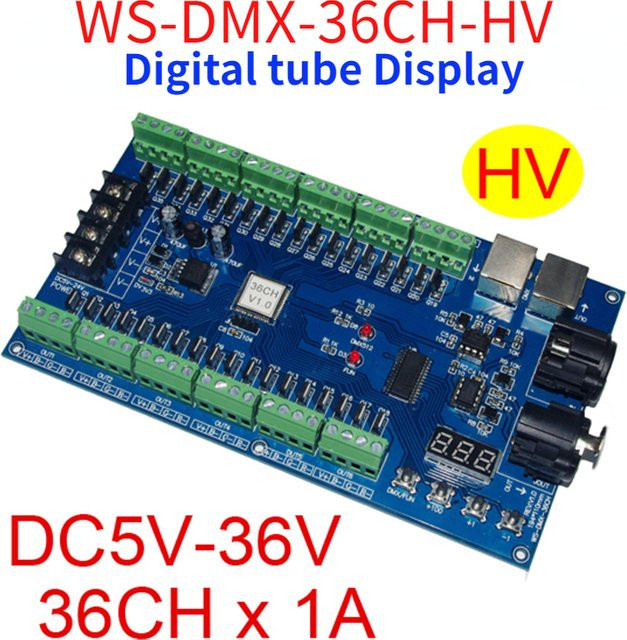 SAGE LU MEI DMX512 LED Decoder mit 36 Kanälen und 13 RGB Gruppen, WS-DMX-36CH/hv, DC 5V-36V - Bild 1