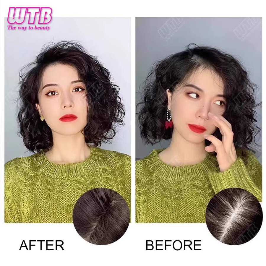 WTB Synthetische Clip-in-Haarverlängerung, kurzes lockiges Toupet, Damen - Bild 6