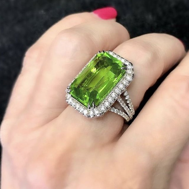 Huitan Ring, Silber, Grüne Zirkonia, Damen - Bild 1