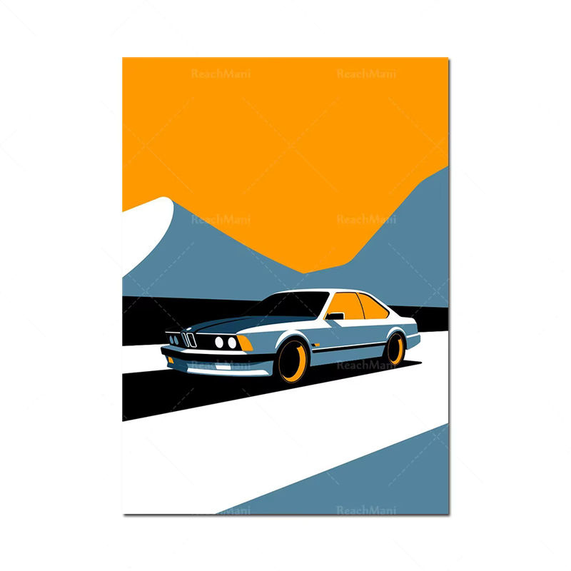 Rahmenloser HD-Kunstdruck Leinwandgemälde Klassisches 911 Auto Motiv in Hochformat, Mehrfarbig - Bild 2
