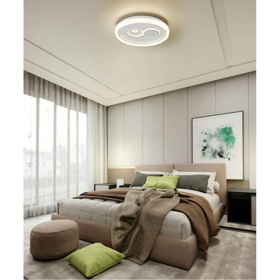 GLOBO LIGHTING LED-Deckenleuchte RUIZ I in Weiß und Silber aus Metall und Kunststoff, Durchmesser: 48 cm, Höhe: 7 cm - Bild 2