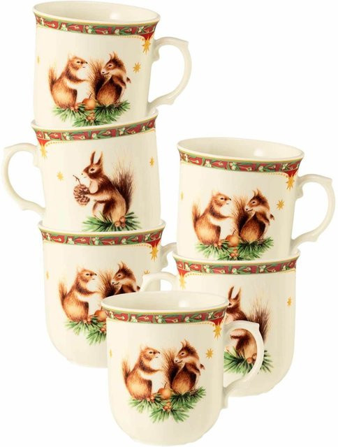 Seltmann Weiden Becher mit Henkel Marieluise Weihnachtsnostalgie, 6er Set, Beige/Multicolor, 270 ml - Bild 1