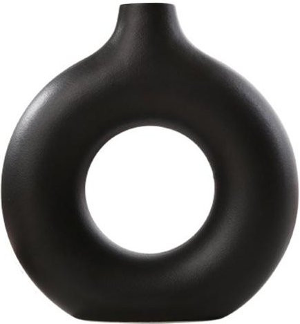 YOU HOME Donut-Vase in Schwarz, bruchsichere Hohlvase im minimalistischen Boho-Stil für deine Tischdekoration - Bild 1