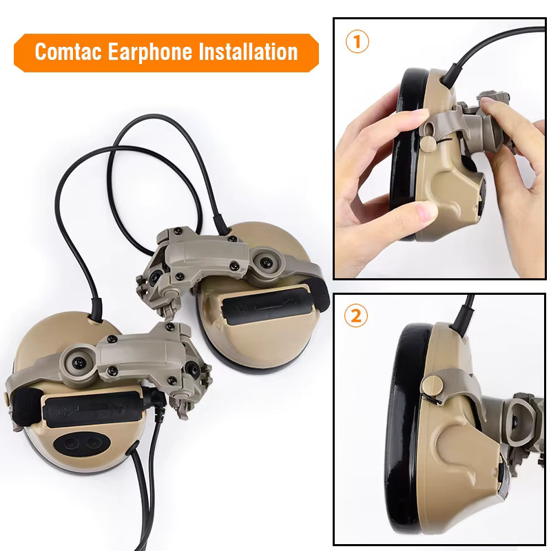 WADSN Taktische Headset-Halterung mit Multi-Winkel-Rotation und Helmschienen-Adapter für Com Sordin Kopfhörer, passend für MSA Wendy ARC Rail PEQ, Schwarz oder Beige - Bild 2