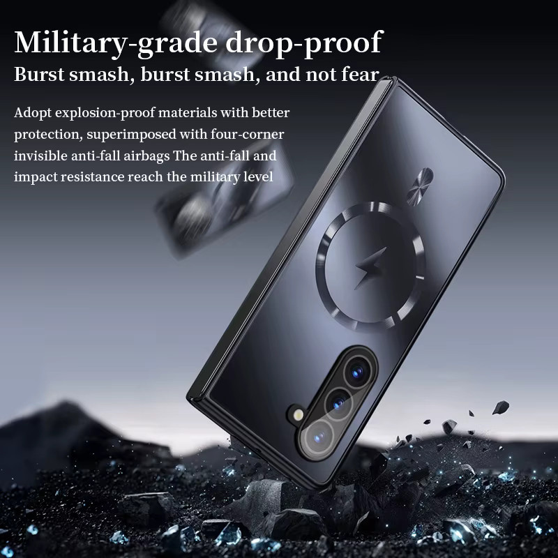 AG MagSafe Matte Schutzhülle für Samsung Galaxy Z Fold 7 6 5 Slim Armor Rückseite aus Kunststoff in Blau - Bild 4