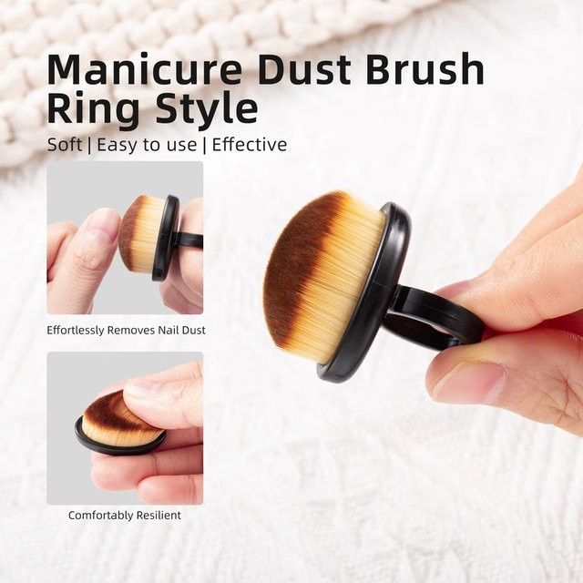 YIKOOLIN Nagelkunst-Staubpinsel mit Fingerring, Schwarz, Unisex - Bild 1
