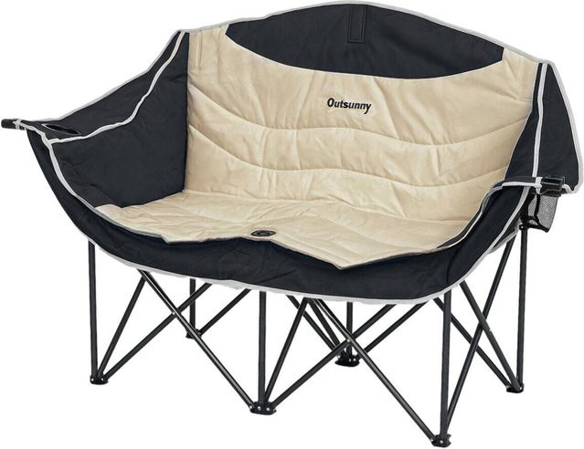 Outsunny 2-Sitzer Faltstuhl für Outdoor und Camping, beige, B/H/T: 50 x 92 x 134 cm - Bild 3