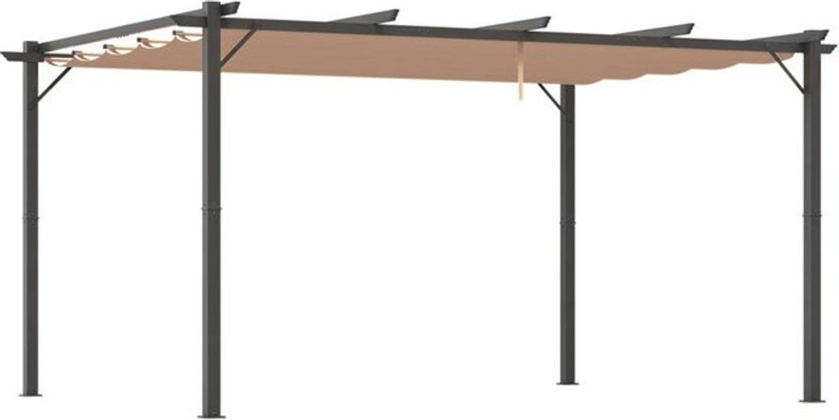 Outsunny Pergola Pavillon aus Aluminium mit einstellbarem Stoffdach für Terrasse und Garten, Farbe: Grau und Braun, B/T: 4 x 3 m - Bild 3