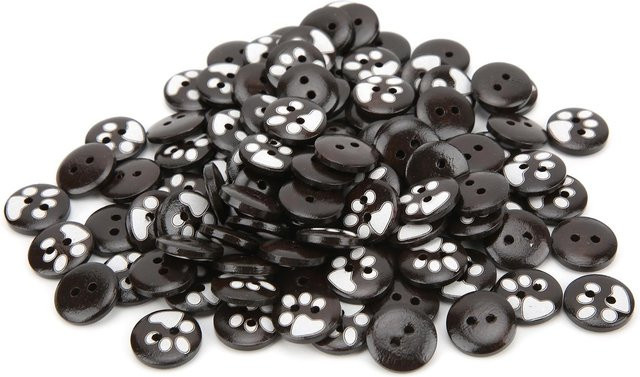 GoolRC Holzknöpfe in Bärenpfoten-Form, 300 Stück, Schwarz, Durchmesser: 15 mm - Bild 1