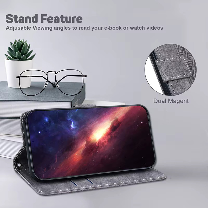 Stand Flip Wallet Case für Samsung Galaxy M15 M14 M30S M31S M21 M23 M32 M35 M55 M51 M52 M53 M54 5G M60 M80s in Blau - Bild 3