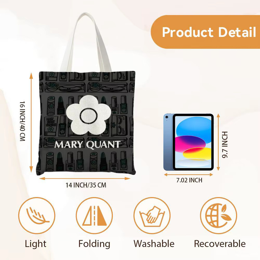 Mary Quant Canvas Tragetasche in Schwarz mit doppelseitigem Druck als modische Umhängetasche für Damen - Bild 4
