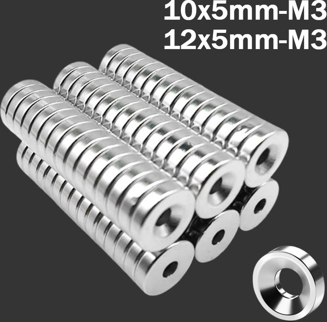 U-POLEMAG Kreisförmige Magneten mit Senkbohrung 10x5-M3 und 12x5-M3 für DIY-Fotowände, Kühlschränke und Werkzeugaufbewahrung - Bild 1