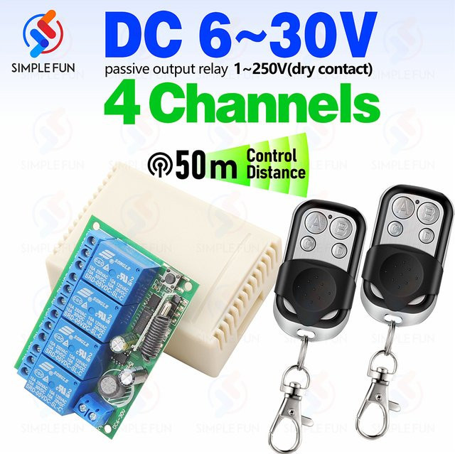 SLMPLEFUN RF Universal Wireless Fernbedienung Schalter 433 MHz mit 10A Relais Empfänger und Sender für Garagentor, Motoren oder Lampen - Bild 1