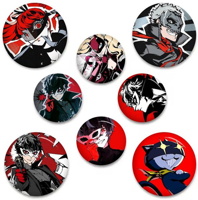 Mesuca Persona 5 Anstecknadel, rundes Metallabzeichen, Bunt / Mehrfarbig - Bild 1