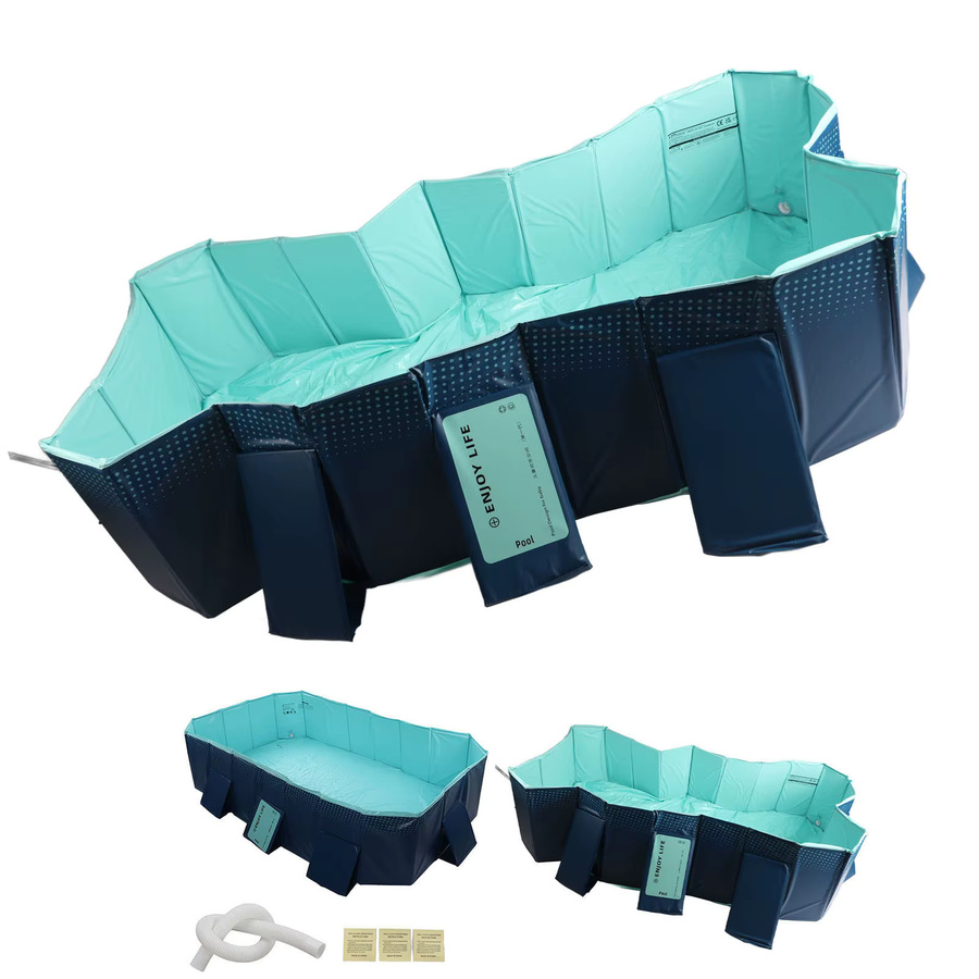 Faltbarer XXL-Schwimmpool für Garten und Zuhause, rechteckiger aufblasbarer Badepool, B/T/H: 160 x 120 x 47 cm - Bild 5