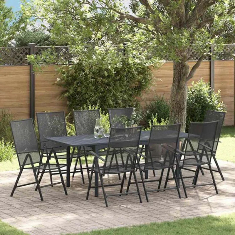Modernes Gartenmöbel-Set aus Stahl mit 9 Teilen von Vidaxl in Anthrazit und Schwarz - Bild 1