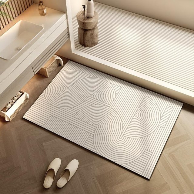 Absorbierende Diatomeenerde-Fußmatte für das Badezimmer, grau, B/B: 80 x 120 cm, schnelltrocknend und rutschfest - Bild 1