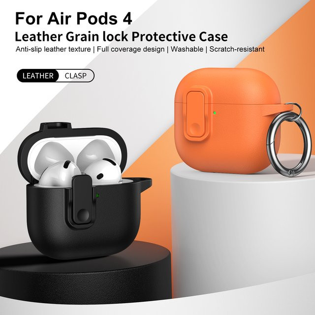 Luxus Lederhülle mit Schloss-Schnalle Design für Apple AirPods 4 und AirPods Pro 2 Generation - Bild 1