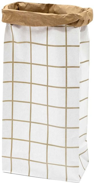 Rico Design Paper Poetry Maxi-Blockbodenbeutel XL Karo in Weiß-Braun-Gold, B: 76 cm, T: 32 cm, H: 18 cm - Bild 1