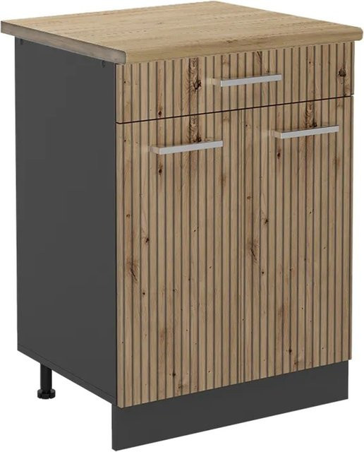 Vicco Küchenunterschrank R-Line Artisan-Eiche/Anthrazit mit Türen und Schubladen B/T/H: 80 x 60 x 81,6 cm - Bild 1