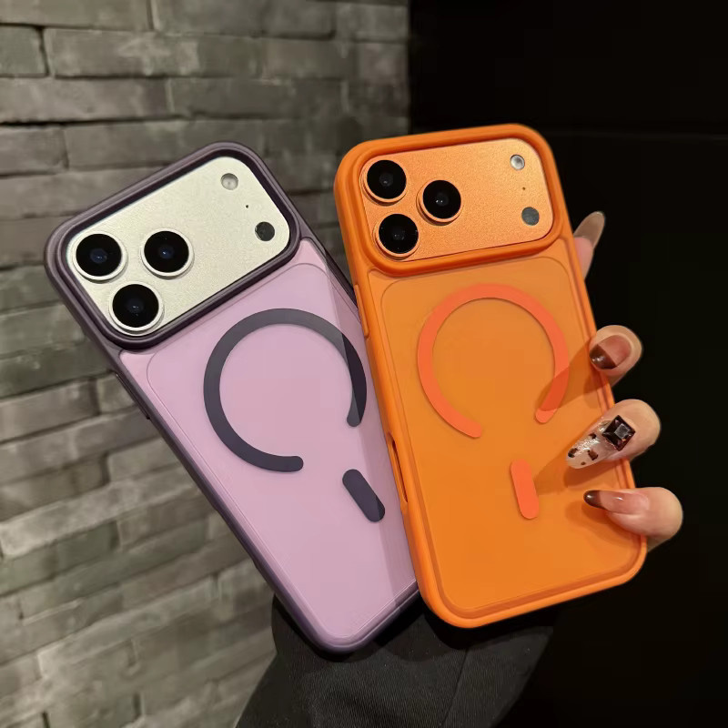 MagSafe Schutzhülle für Apple iPhone 12 bis 17 Pro Max mit weichem TPU-Rahmen und transparenter PC-Rückseite in Blau - Bild 1