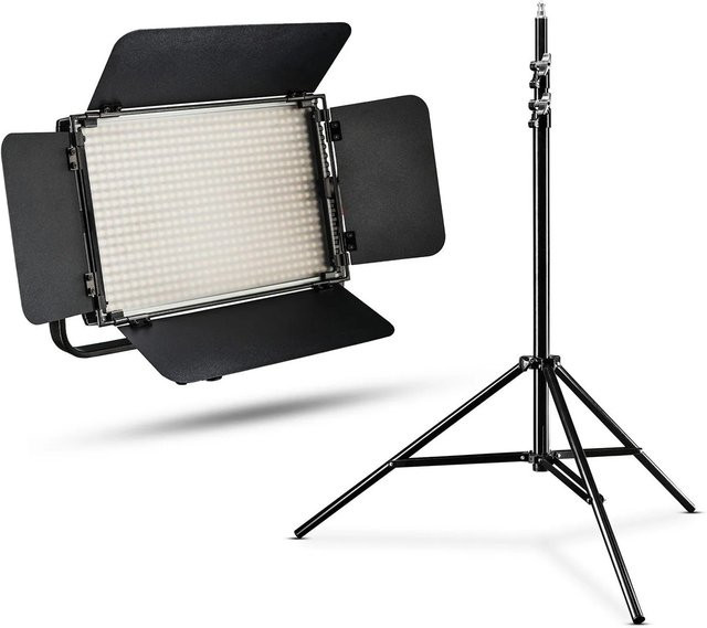 Walimex Pro Led Niova 600 Plus Bi-Color Videoleuchte mit Lampenstativ in Schwarz - Bild 1