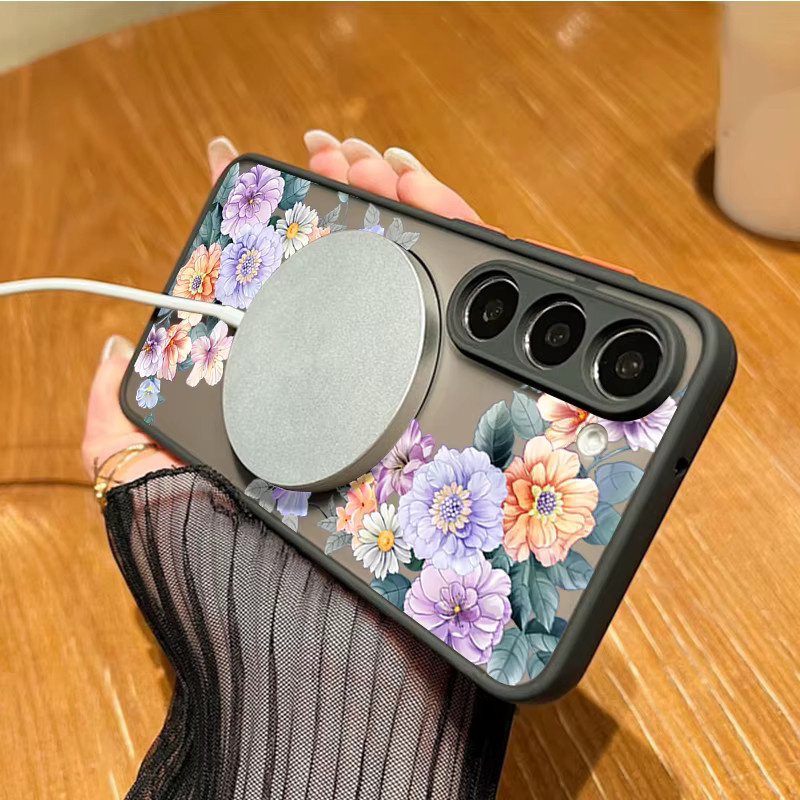 Magnetische Handyhülle mit Blumenmuster für Samsung Galaxy S26 S25 S24 S23 Ultra S25 S24 FE A17 A37 A56 A55 A36 A16 A54 Acryl-Cover in Schwarz und Multicolour - Bild 2