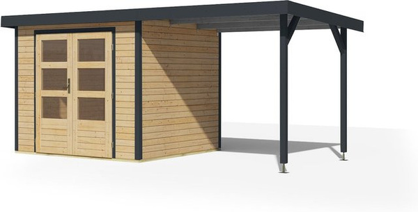 Karibu Gartenhaus Hollywood mit Anbaudach