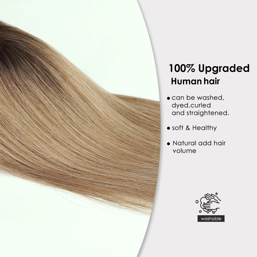 HAIRCUBE Haarteil Echthaarverlängerung, Aschebraun Ombre, 14 Zoll, Damen - Bild 3