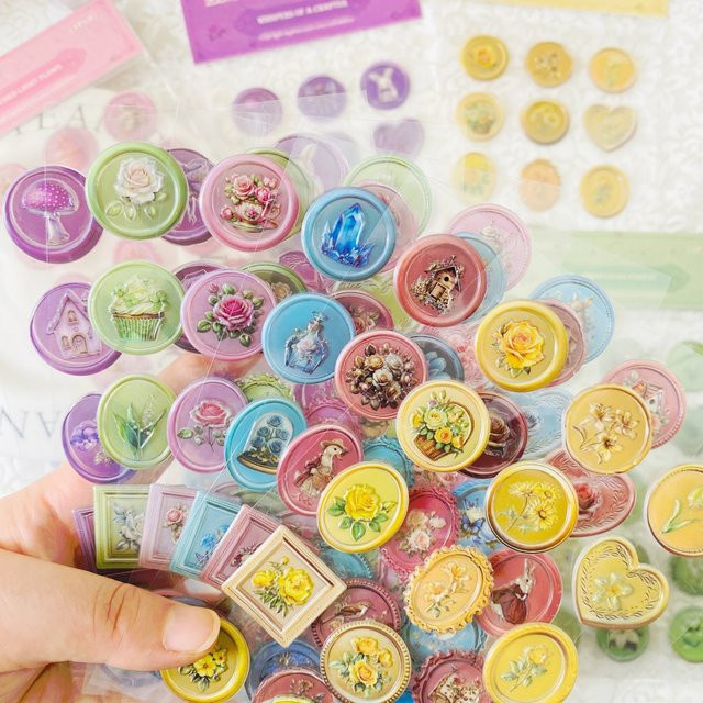 Journamm 15 Stück Vintage-Wachsklebeaufkleber in Multicolour für Scrapbooking, Junk Journals und DIY-Dekoration - Bild 1