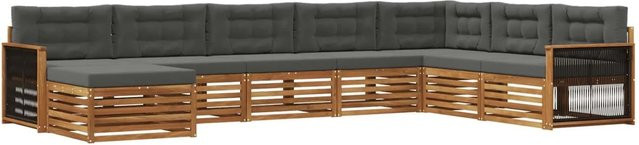 vidaXL Outdoor-Sofagarnitur L-Form aus Akazienholz mit 8 Kissen in Anthrazit und Natur - Bild 1