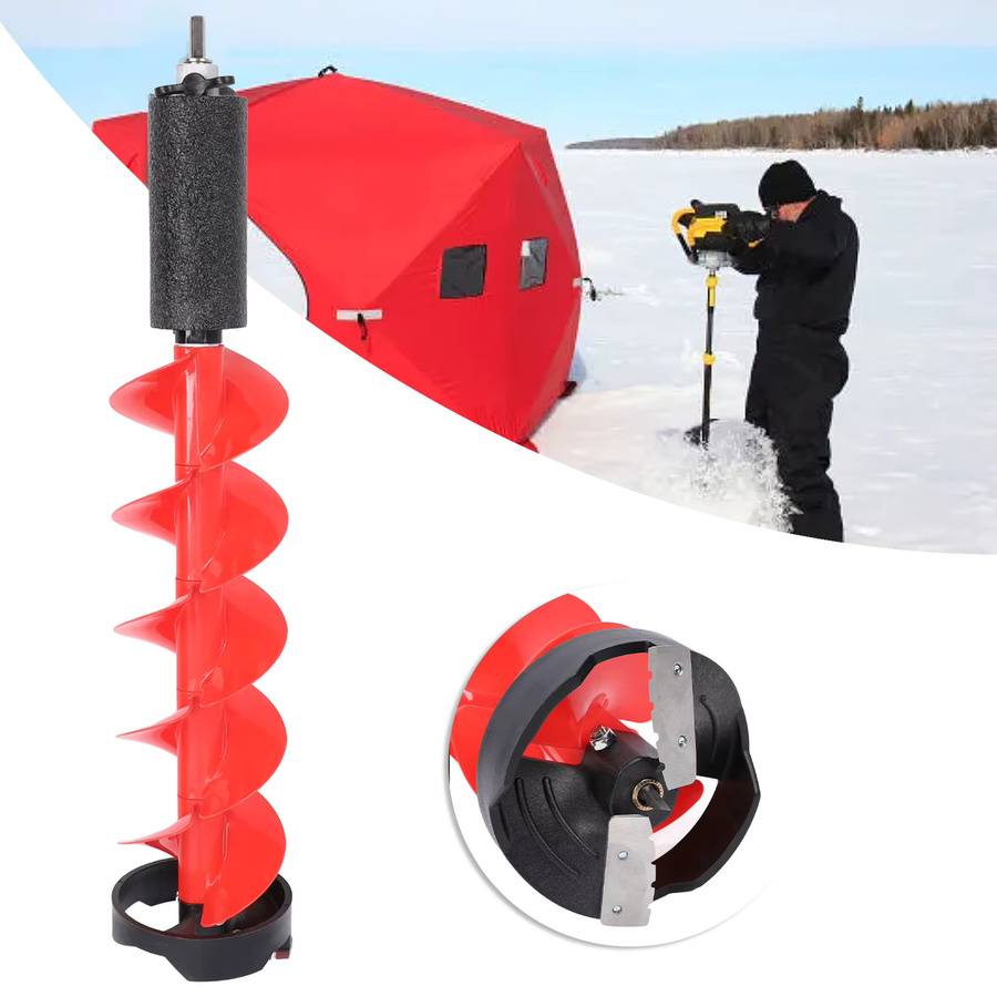 Eisbohrer-Set mit 28 Zoll Nylon-Bohrer und Stahlschneider in Rot, Schnittdurchmesser: 15,2 cm - Bild 2