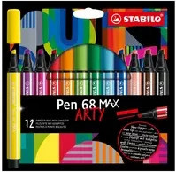STABILO Fasermaler Pen 68 MAX ARTY Set mit 12 bunten Stiften und Keilspitze - Bild 1