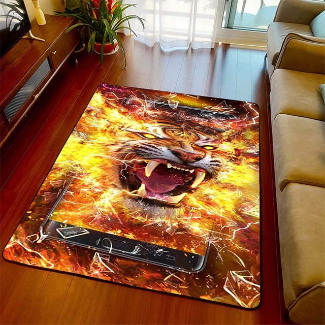 BestDream007 3D-Druck Teppich Weißer Tiger Tierdschungel, rutschfest und flauschig, B/T: 60 x 40 cm - Bild 1