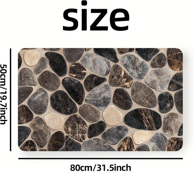Rutschfeste Kieselgur Fußmatte aus Diatomeenschlamm von Yiran Furniture in Grau und Multicolour, B/T: 80 x 50 cm - Bild 1