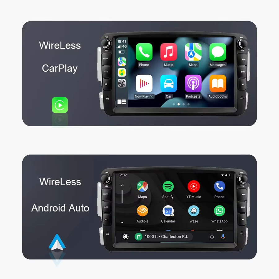 Sadocom Android 14.0 Autoradio mit 8 Zoll Display, 8GB RAM, 256GB ROM, 720P, GPS-Navigation und CarPlay für Mercedes-Benz W203 W209 W163 W168 Viano Vito, Schwarz - Bild 3