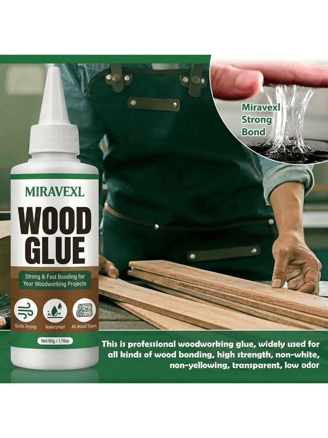 MIRAVEXL Schnelltrocknender Holzleim für professionelle Tischler und Möbelreparaturen, 50g - Bild 6
