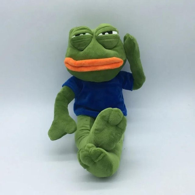Aoger Trauriger Frosch Plüschtier, Kuschelkissen, 45cm, Blau, Grün - Bild 1