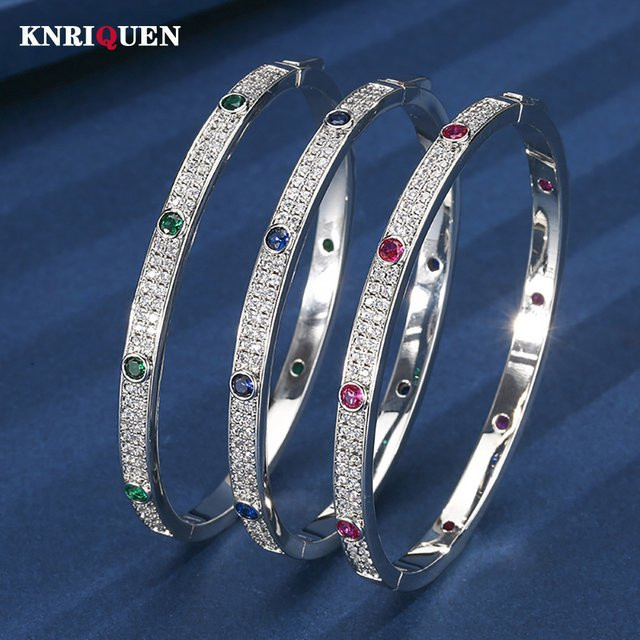 KNRIQUEN Armreifen, Silber, Saphir, Smaragd, Rubin, Vintage, Damen - Bild 1