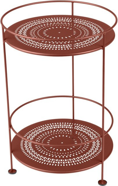 Fermob Guingütte Beistelltisch aus Metall in Rot mit perforiertem Design für Garten und Terrasse - Bild 1