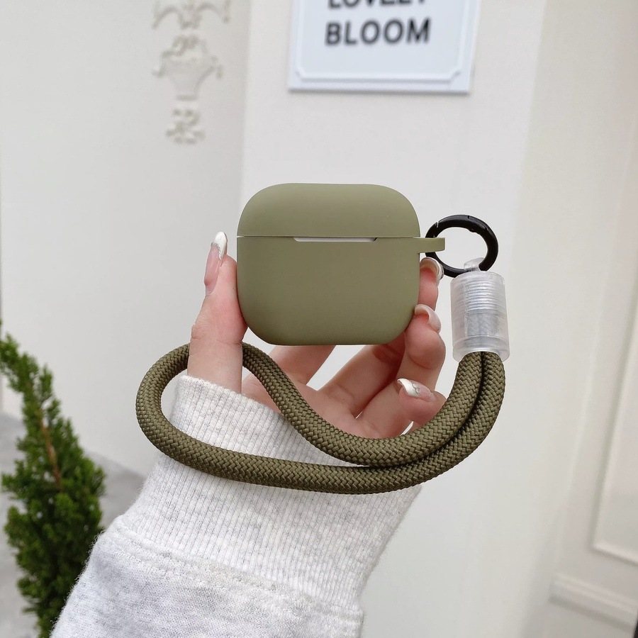 Weiche Silikon-Schutzhülle mit Handschlaufe für AirPods Pro, Farbe: Grün - Bild 2